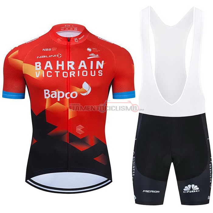 Abbigliamento Ciclismo Bahrain Victorious Manica Corta 2021 Rosso